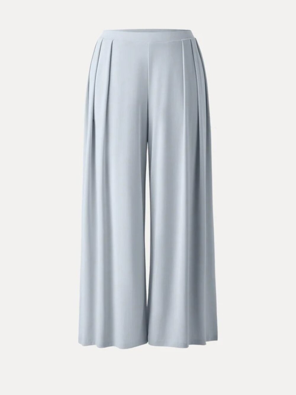 Sandwashed Mid Rise Pleated Wide Leg Palazzo Pant with Pockets - Smoke Blue